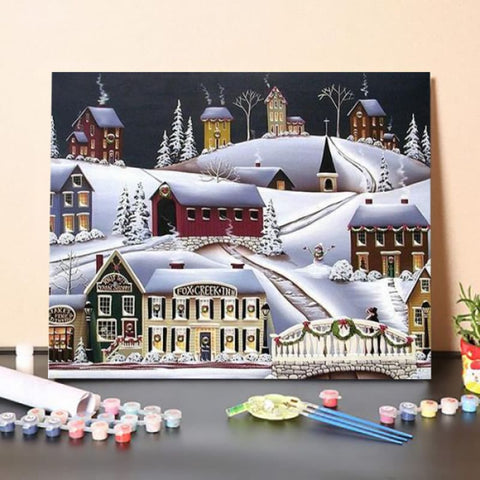 Paint By Numbers Kit – Christmas in Fox Creek Village