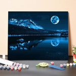 Paint by Numbers Kit-Cold Moon and Lake
