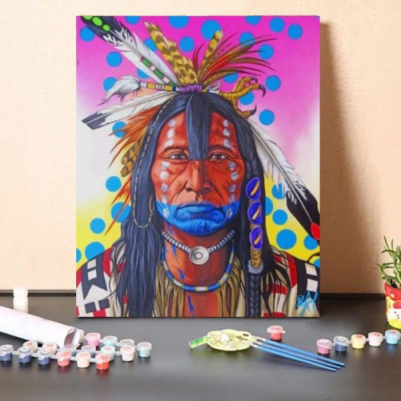 Paint By Numbers Kit Colorful Amerindian Man
