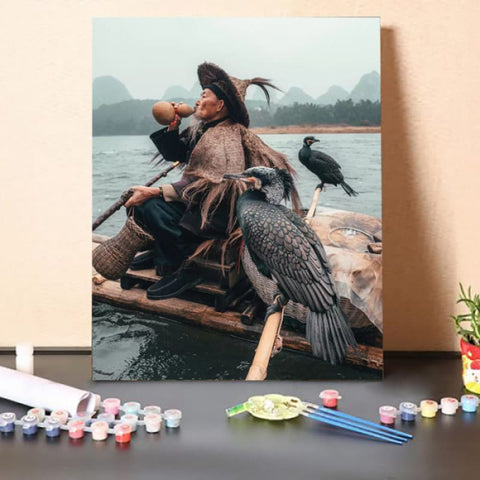 Paint by Numbers Kit – Cormorant Fisherman III