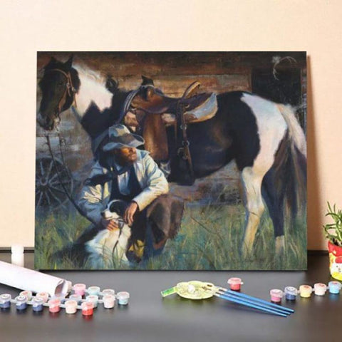 Paint By Numbers Kit-Cowboy and Horse