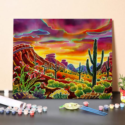 Paint by Numbers Kit-Desert and cactus