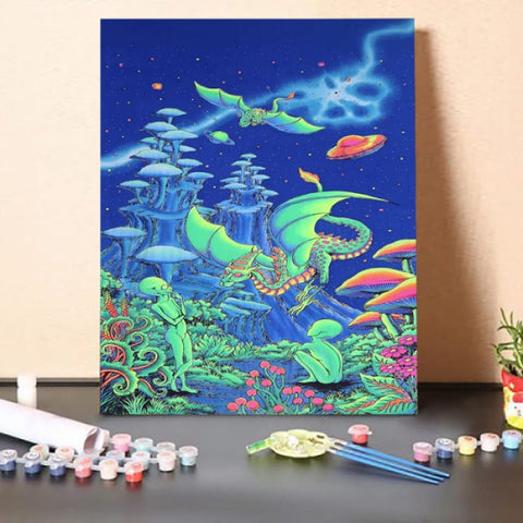 Paint by Numbers Kit-Dinosaurs and Aliens