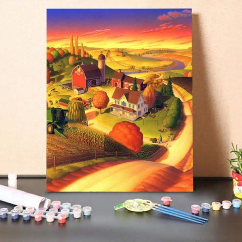 Paint by Numbers Kit-Fall on the Farm