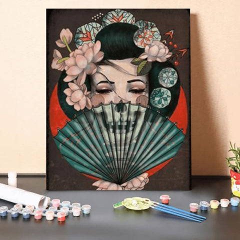 Paint by Numbers Kit-Fan Geisha