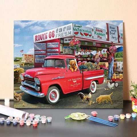 Paint By Numbers Kit Farm Animals on Truck