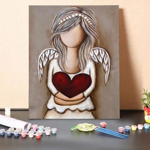 Paint by Numbers Kit ? Girl Holding Red Heart