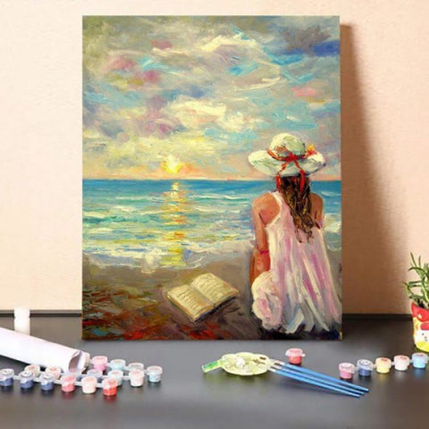 Paint By Numbers Kit-Girl Waiting For The Sunrise