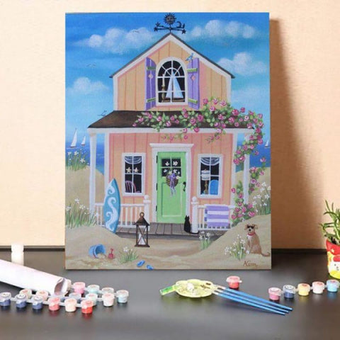 Paint by Numbers Kit-Green Door House