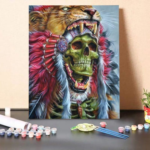 Paint By Numbers Kit-Green Skull