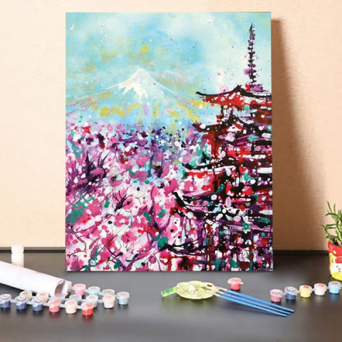 Paint by Numbers Kit – Mount Fuji And The Chureito Pagoda In