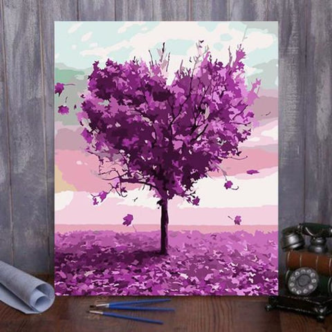 Paint by Numbers Kit Purple Heart Tree