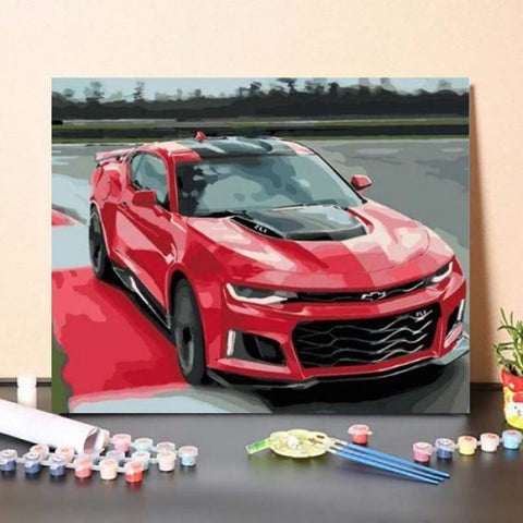 Paint By Numbers Kit Red Chevrolet Camaro
