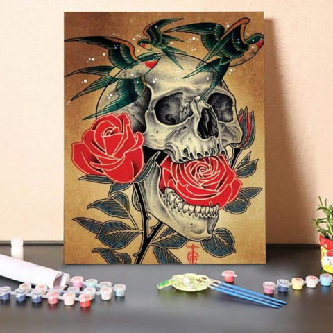 Paint By Numbers Kit-Rose Skull