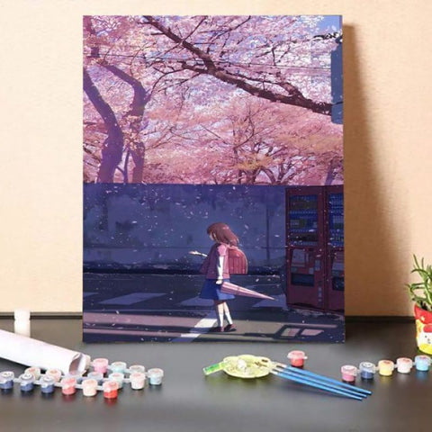 Paint by Numbers Kit-Sad Cherry Blossoms