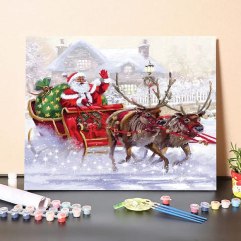 Paint By Numbers Kit-SantaIn Sleigh