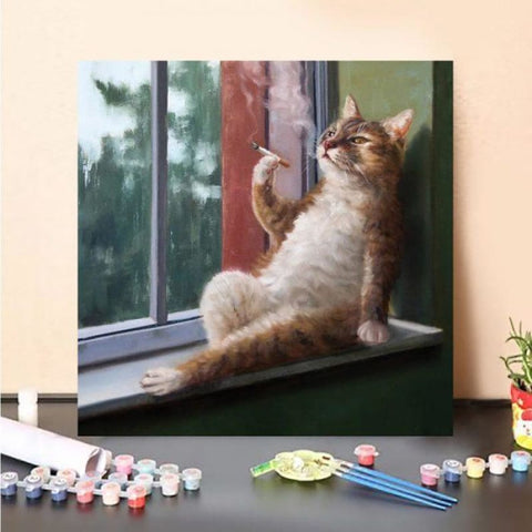Paint by Numbers Kit-Smoking cat