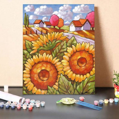Paint By Numbers Kit-Sunflower outside the cottage