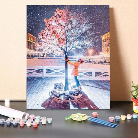 Paint by Numbers Kit-Tree in snow