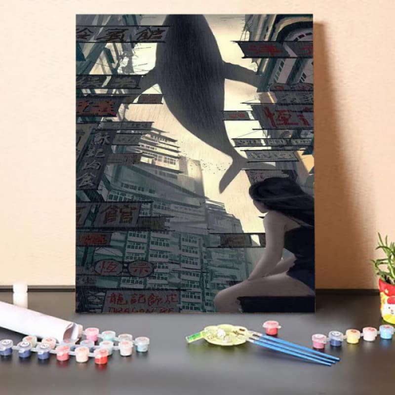 Paint by Numbers Kit-Whale in the Sky