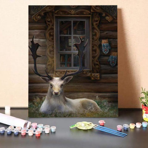 Paint by Numbers Kit-White Deer At The Window