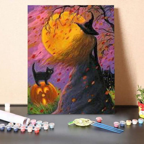 Paint By Numbers Kit – Witch and Cat