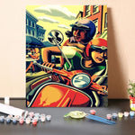 Paint by Numbers Kit-Woman And Motorcycle