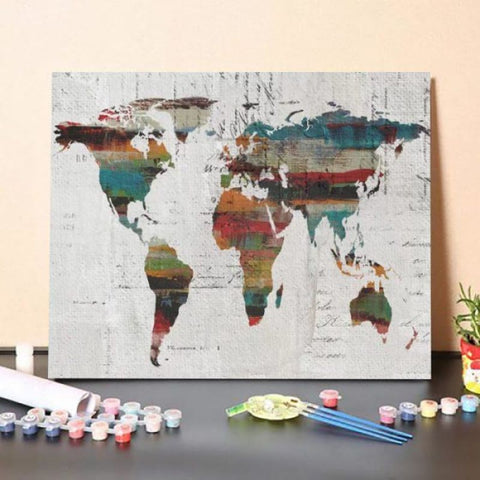 Painted World Map IV – Paint By Numbers Kit