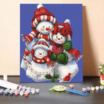Snowman family-Paint by Numbers Kit