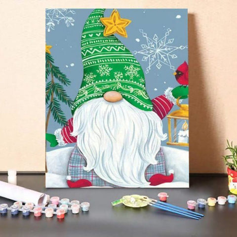 Snowy Gnomewith Lantern-Paint by Numbers Kit