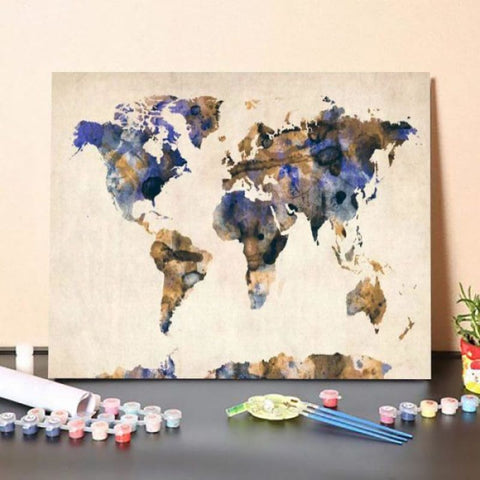 Urban Watercolor World Map V – Paint By Numbers Kit