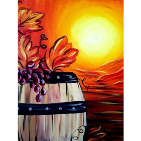 Wine Barrel Grapes Diy Paint By Numbers Kits PBN00206 - NEEDLEWORK KITS