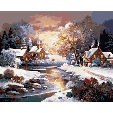 Winter Snow Village Paint By Numbers Kits WM-093 - NEEDLEWORK KITS