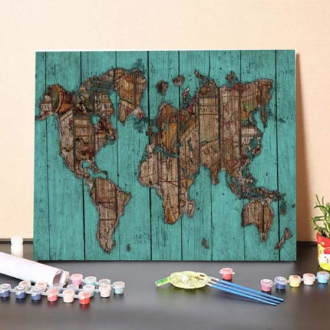 Wood Map #2 – Paint By Numbers Kit