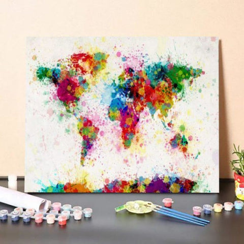 World Map Paint Drops III – Paint By Numbers Kit